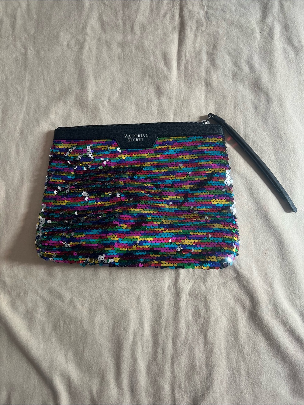 Victoria's Secret Black Multicolor Sequin Wristlet